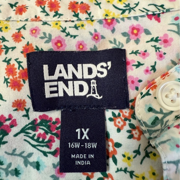 Lands End Button Front Floral Tunic Blouse 1X (16W-18W) - Picture 8 of 10